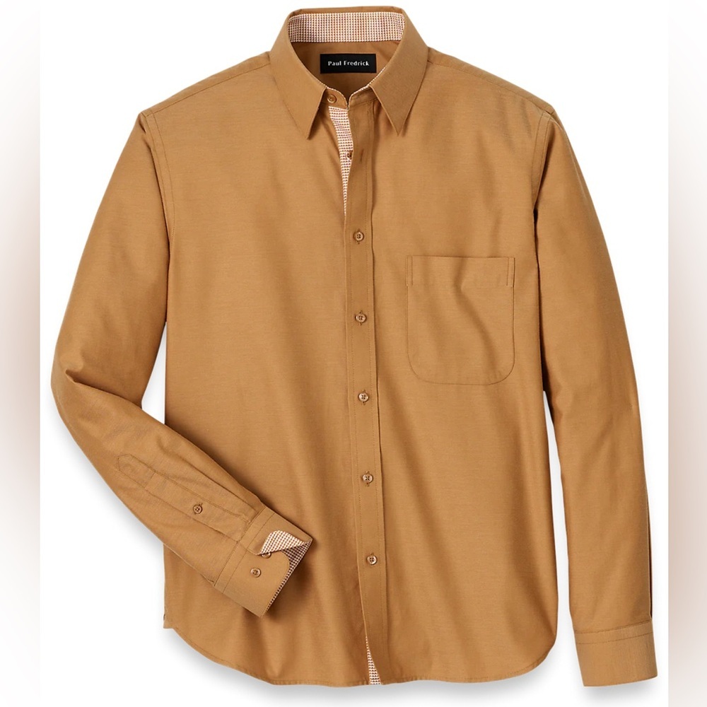 Nwt Paul Fredrick Light Rust Cotton Button Down Classic Fit, Size Small